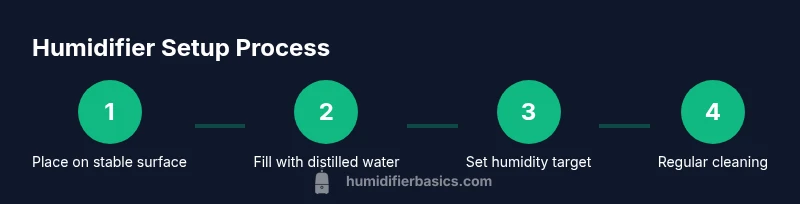Infographic showing 4-step humidifier setup process